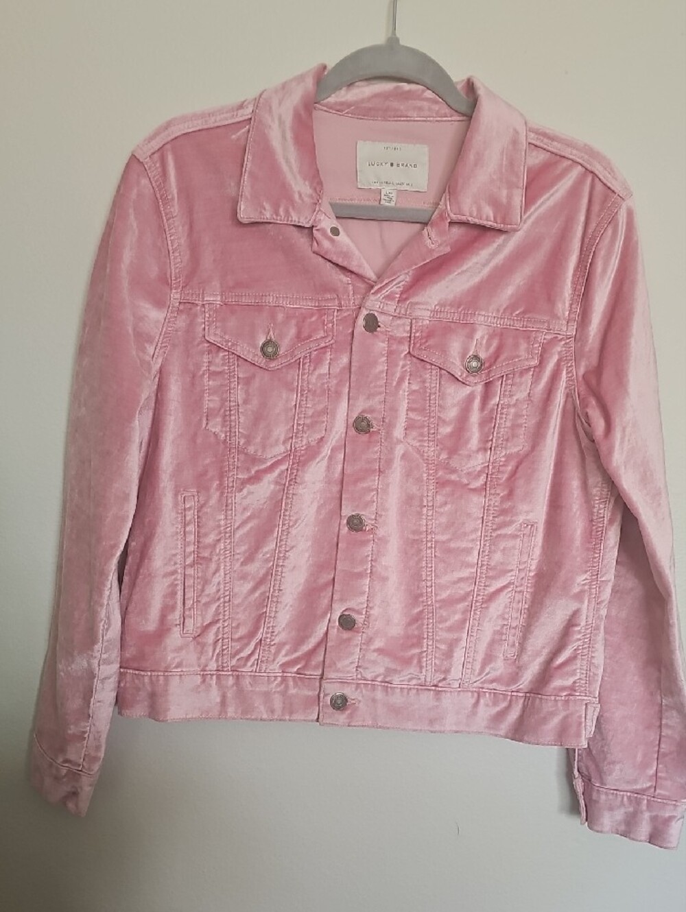 Lucky Brand Pink Velvet Trucker Jacket
